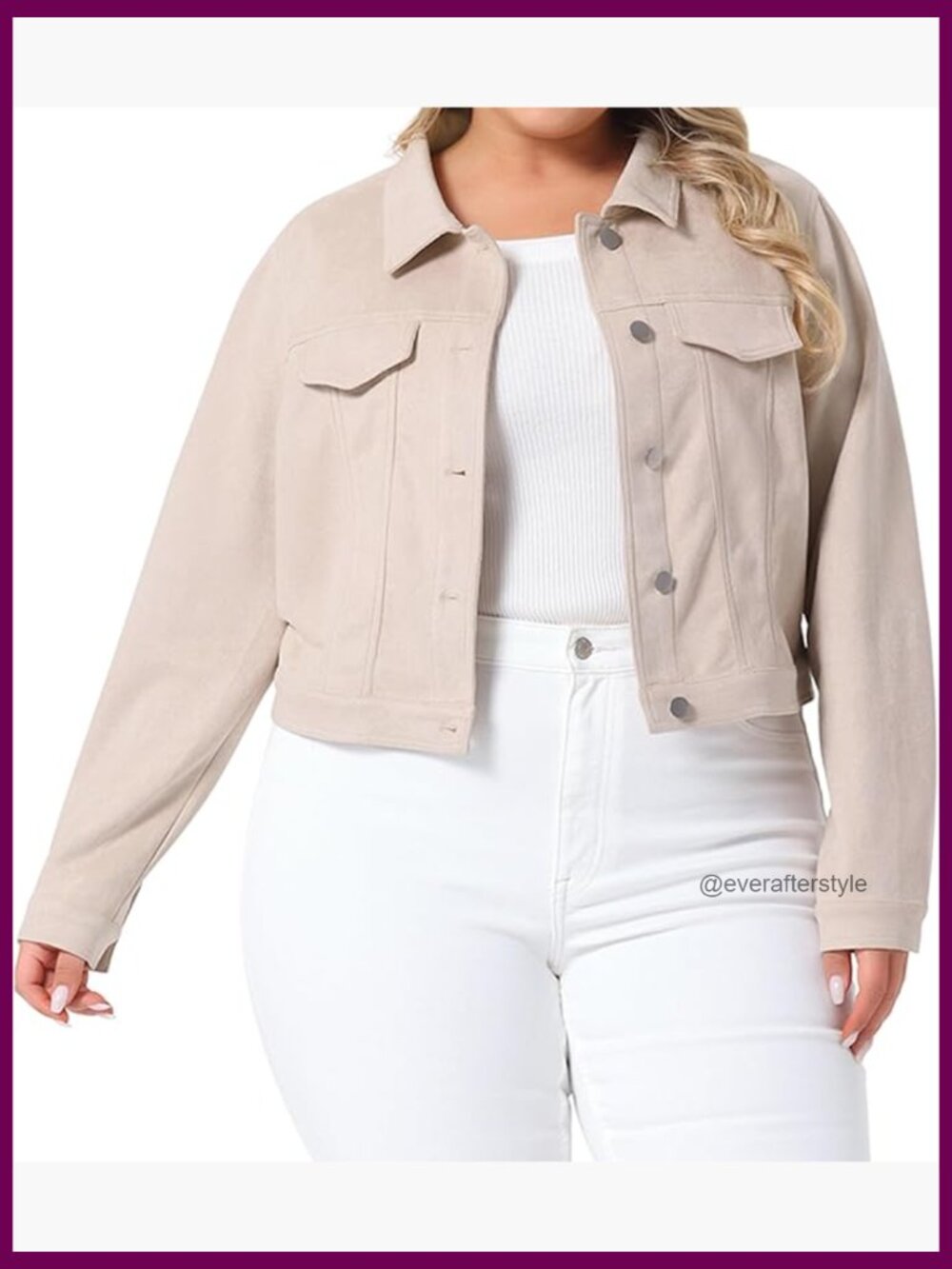 Plus Size Suede Moto Biker Jacket Faux Leather Crop Jacket